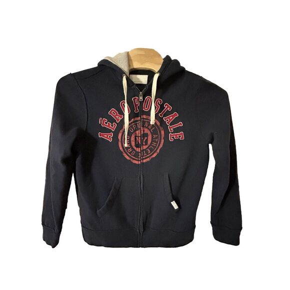 AEROPOSTALE Men Adult Large‎ Embroidered Zip Up Fleece Hoodie Pullover Jacket - Picture 1 of 11